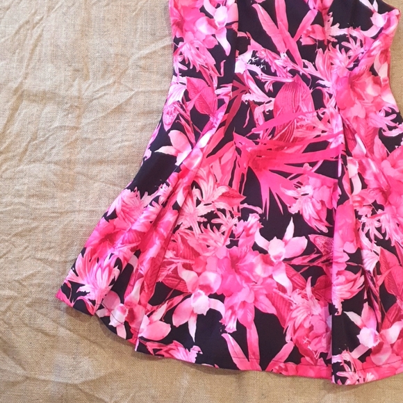 PAPER CLOSET Size 12 Pink Tropical Floral Dress - Picture 3 of 5